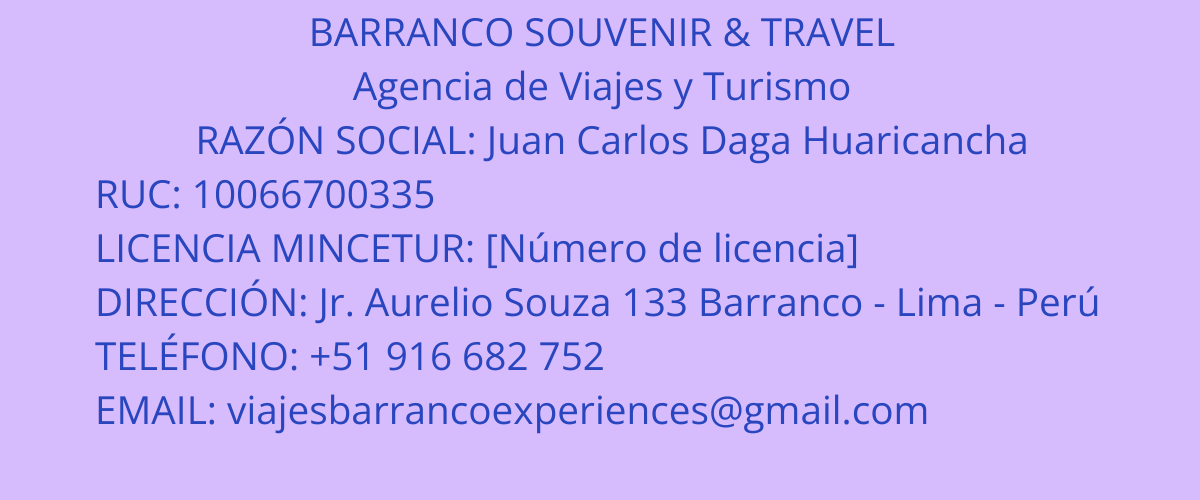 Viajes Barranco Experiences - Información Legal